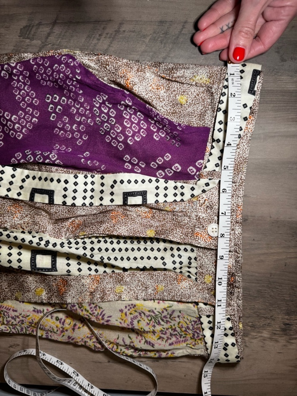 Zara Patchwork Straight-Leg Pants in Purple and Beige - Picture 8 of 11